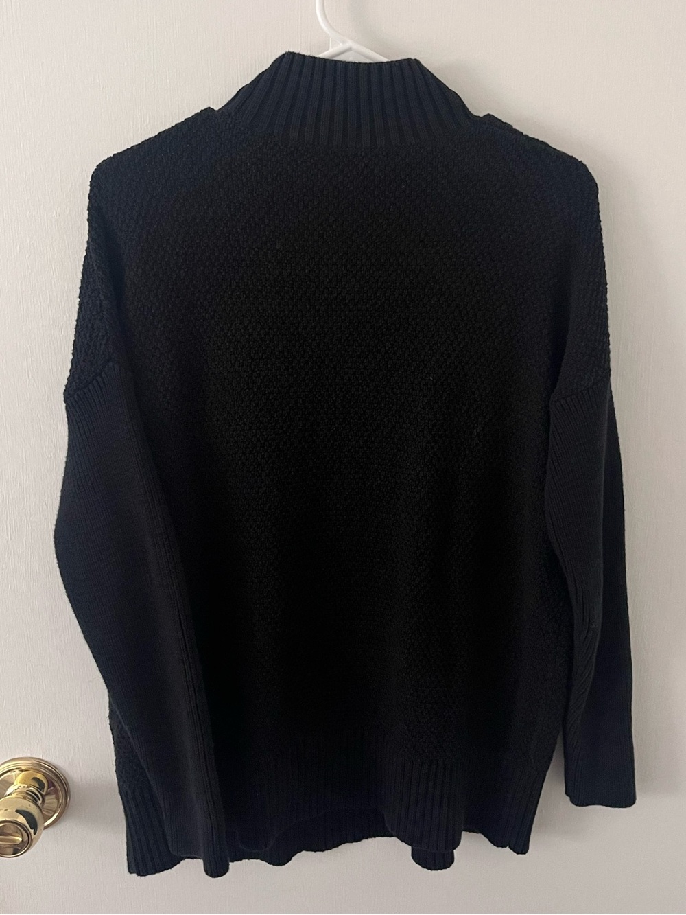 J. Crew Swingy Cable Knit Mockneck Sweater Black Chunky Size Small - Picture 13 of 13